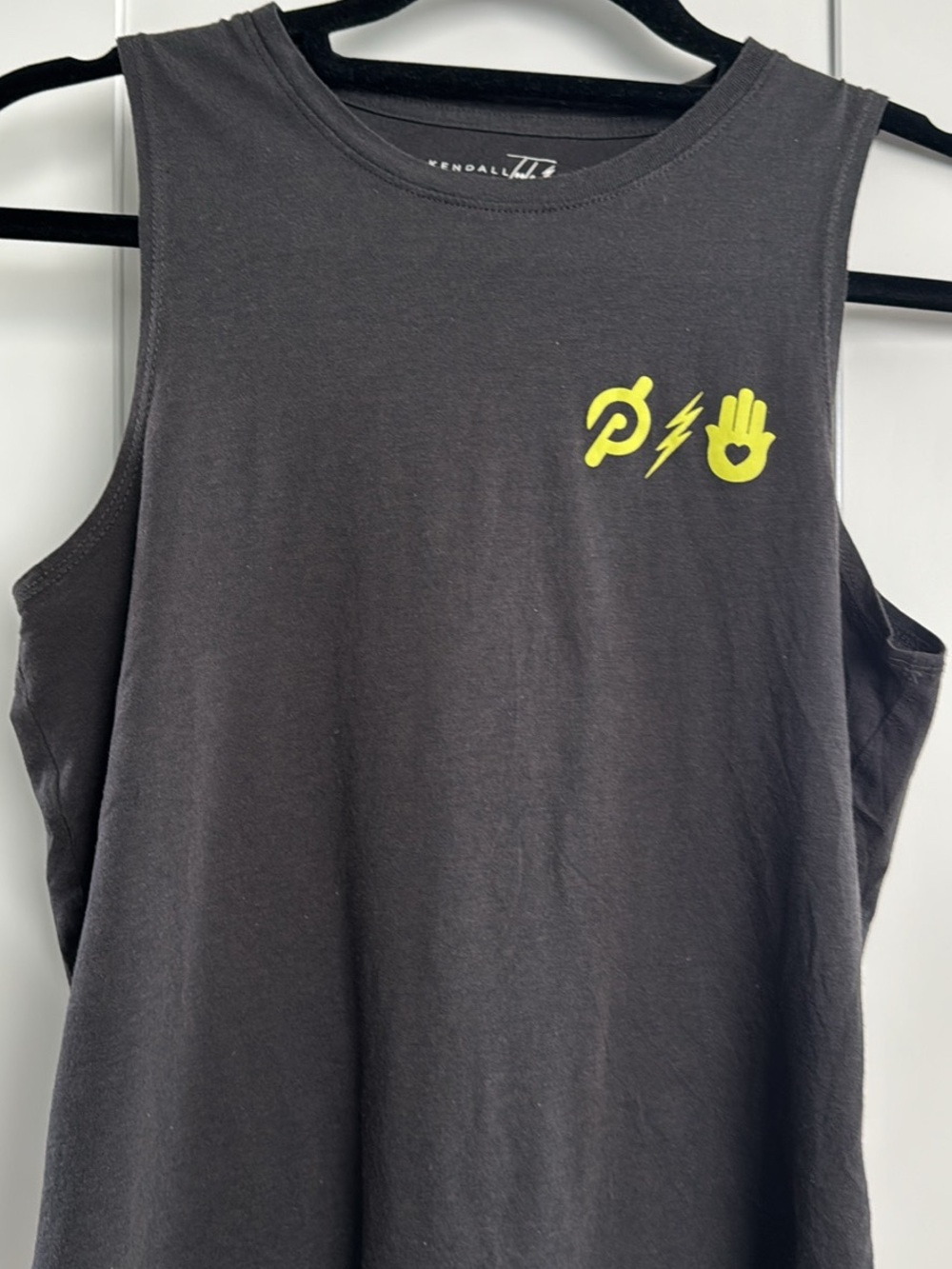 Spiritual Gangster Kendall Toole Never Knocked Out Black Tank with Neon Yellow